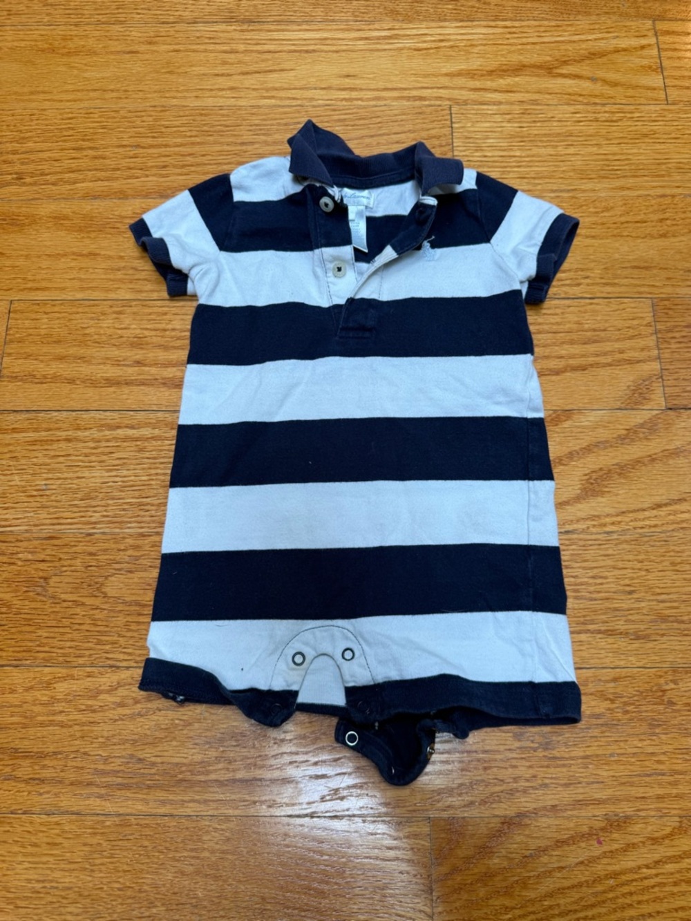 🙂Ralph Lauren Navy and White Striped Polo Shirt